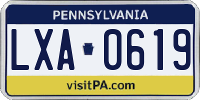 PA license plate LXA0619