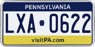 PA license plate LXA0622
