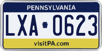 PA license plate LXA0623