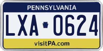 PA license plate LXA0624