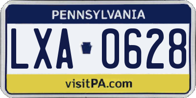PA license plate LXA0628