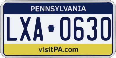 PA license plate LXA0630
