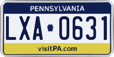 PA license plate LXA0631