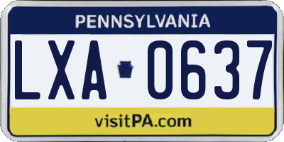 PA license plate LXA0637