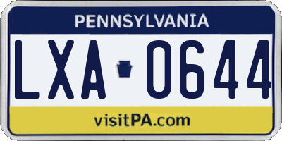 PA license plate LXA0644