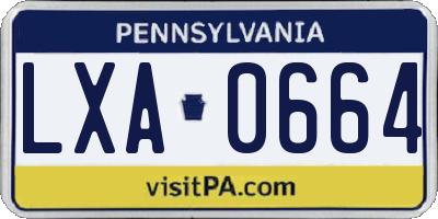 PA license plate LXA0664