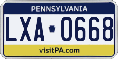 PA license plate LXA0668