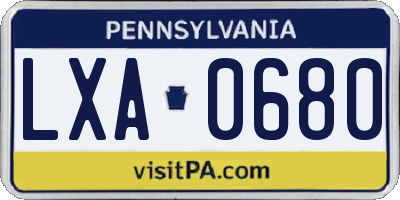 PA license plate LXA0680