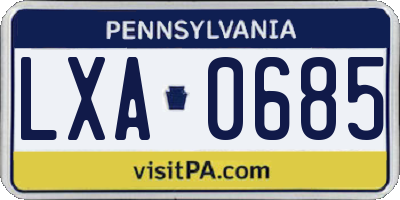 PA license plate LXA0685