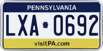 PA license plate LXA0692
