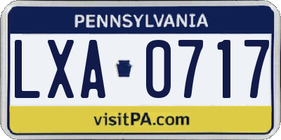 PA license plate LXA0717