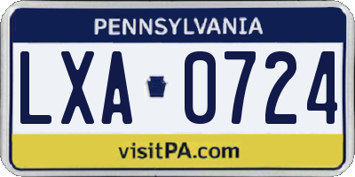 PA license plate LXA0724
