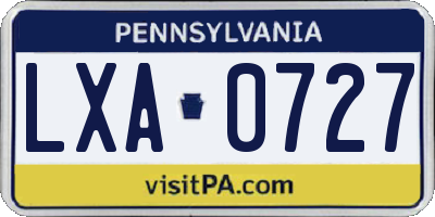 PA license plate LXA0727
