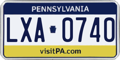 PA license plate LXA0740