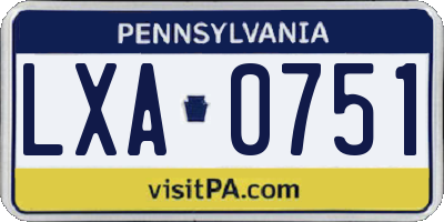 PA license plate LXA0751