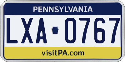 PA license plate LXA0767