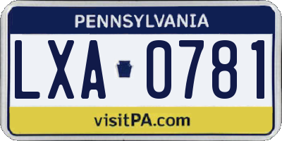 PA license plate LXA0781