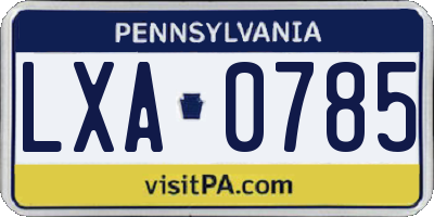 PA license plate LXA0785