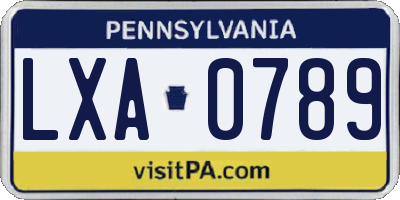 PA license plate LXA0789