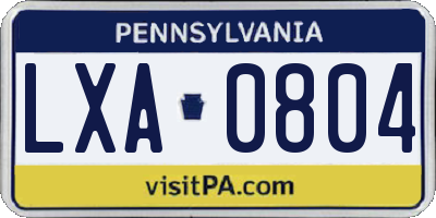 PA license plate LXA0804