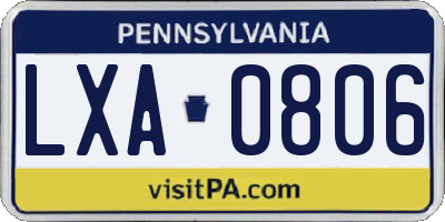 PA license plate LXA0806