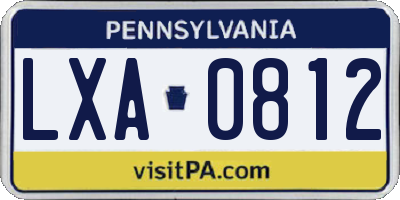 PA license plate LXA0812