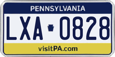 PA license plate LXA0828