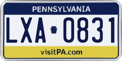PA license plate LXA0831