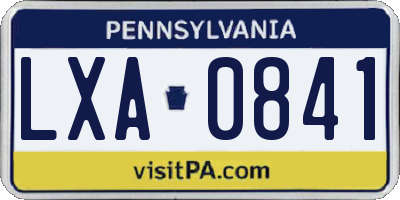 PA license plate LXA0841