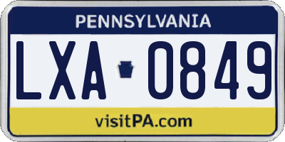 PA license plate LXA0849
