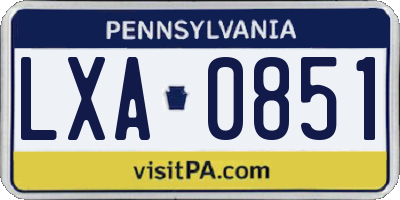 PA license plate LXA0851
