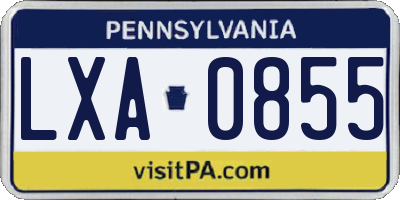 PA license plate LXA0855
