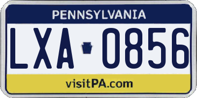 PA license plate LXA0856