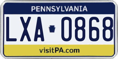 PA license plate LXA0868