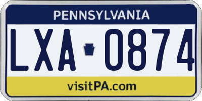 PA license plate LXA0874
