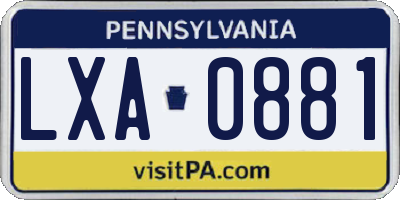 PA license plate LXA0881