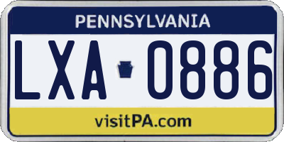 PA license plate LXA0886