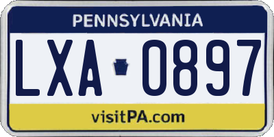 PA license plate LXA0897