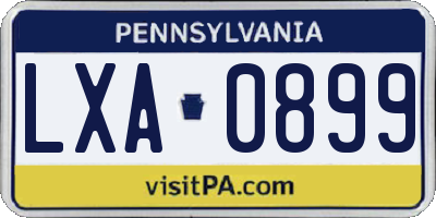 PA license plate LXA0899