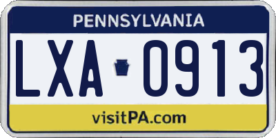 PA license plate LXA0913