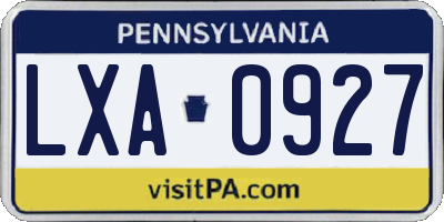 PA license plate LXA0927
