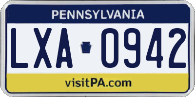 PA license plate LXA0942