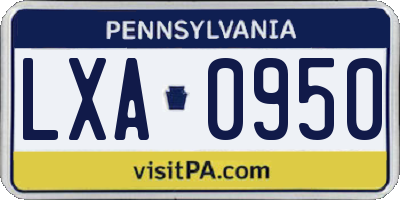 PA license plate LXA0950