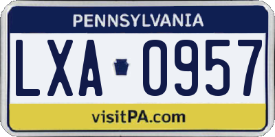 PA license plate LXA0957