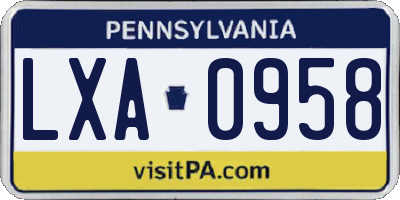 PA license plate LXA0958