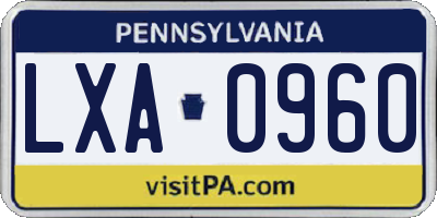 PA license plate LXA0960