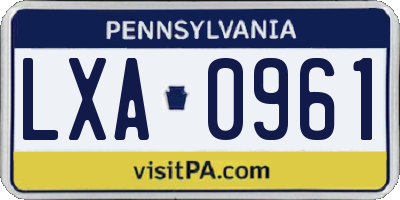 PA license plate LXA0961