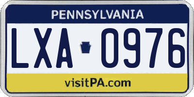 PA license plate LXA0976