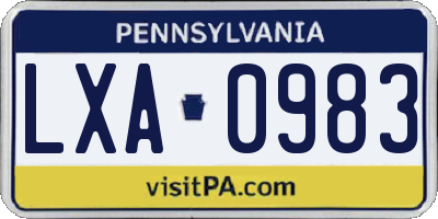 PA license plate LXA0983