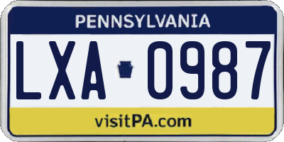PA license plate LXA0987